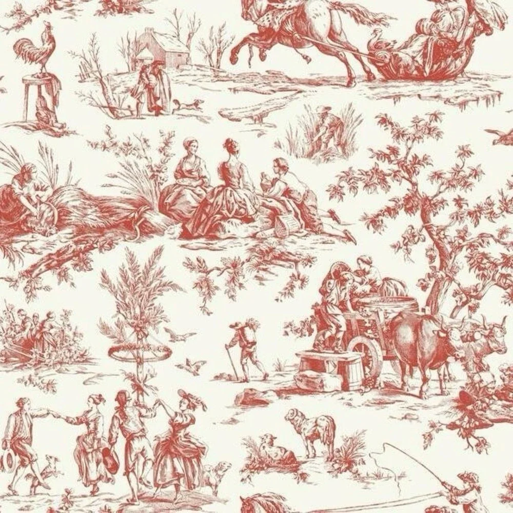 York Wallpaper 1 Roll GR5925 Seasons Toile Red White Vintage Motif Wallcoverings